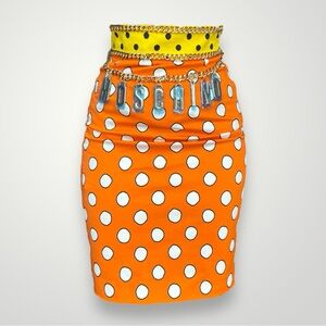 Moschino Couture Gold Chain Logo Pop Art Midi Skirt 💥